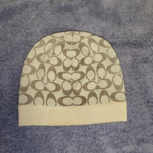Coach Women's Cream and Tan Hat